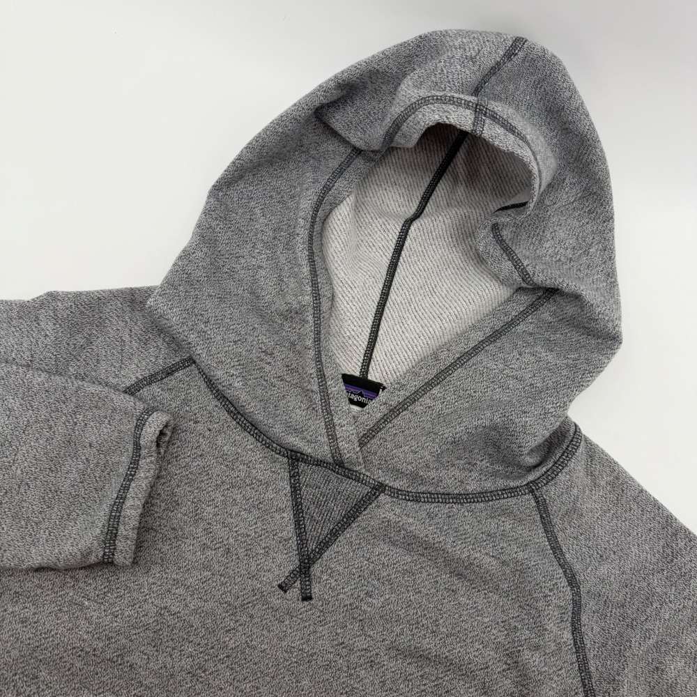 Patagonia Cloud Stack Hoodie Womens M Grey Raglan Sleeve Organic Cotton Pullover